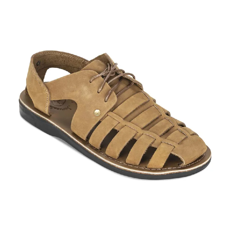 Men's sandals with a buckle closureElliot - Leather Riverside Explorer Sandal | Tan Nubuck