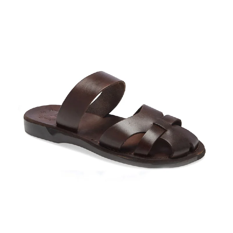 Men's sandals with a wide strap for supportAdino - Leather Closed Toe Sandal | Brown