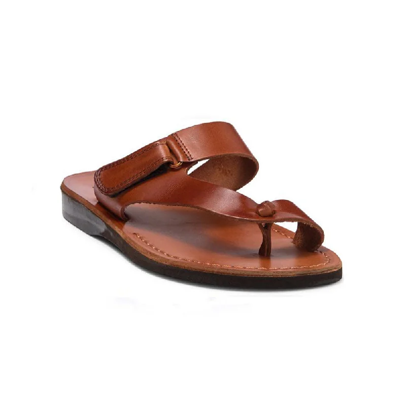 Men's sandals with a rubber sole for tractionRafael - Leather Velcro Strap Sandal | Honey