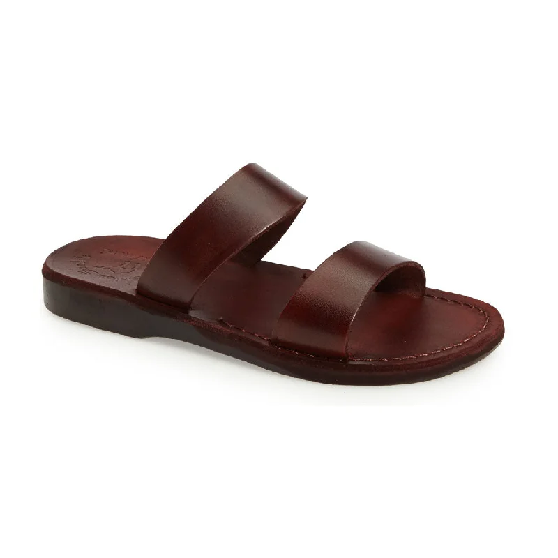 Men's sandals with a wide strap for supportAviv - Leather Wide Strap Sandal | Brown