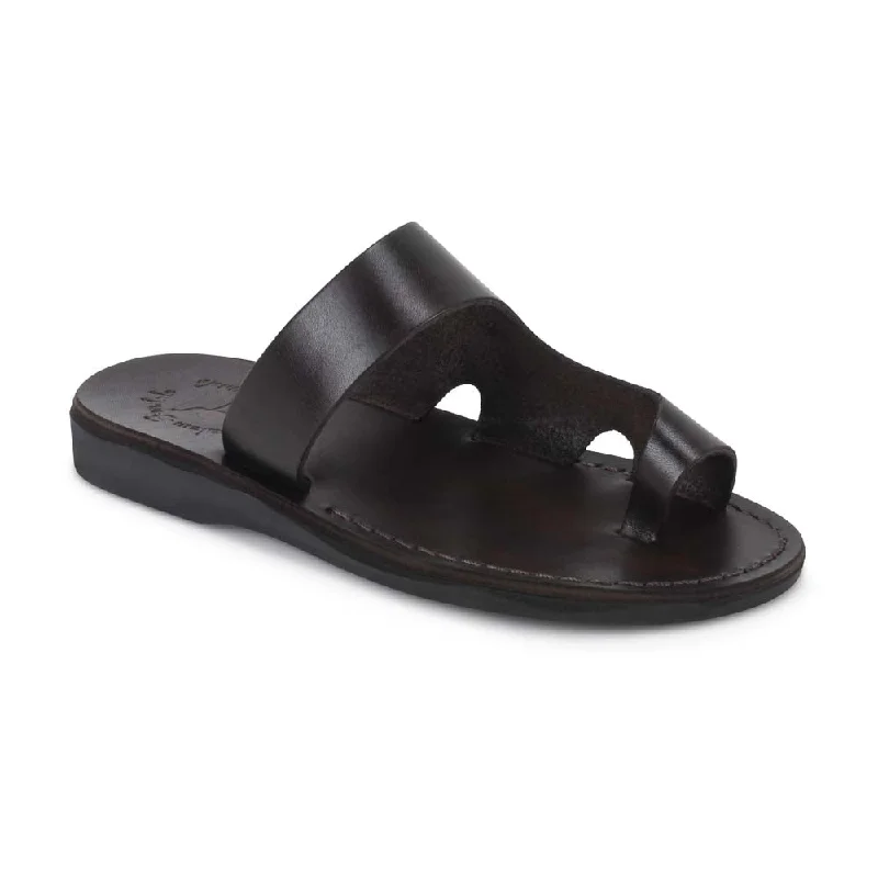 Men's sandals with a rubber sole for tractionHarper - Leather Toe Ring Sandal | Brown