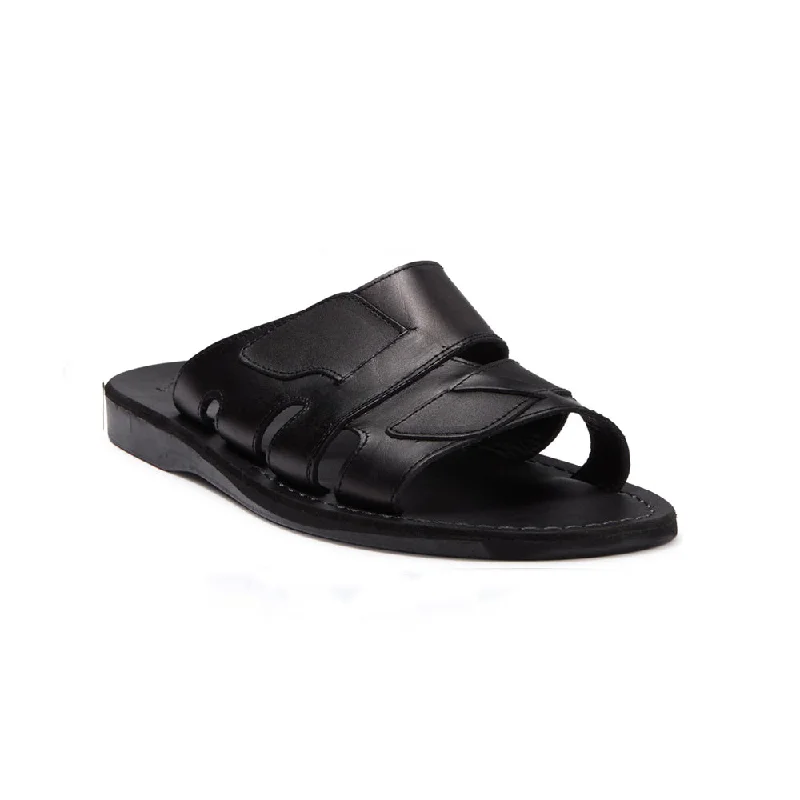 Men's sandals with a padded heelMateo - Leather Open Toe Slide Sandal | Black