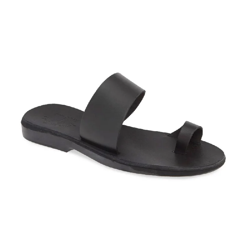 Men's sandals with a toe post designAbra - Leather Toe Loop Sandal | Black