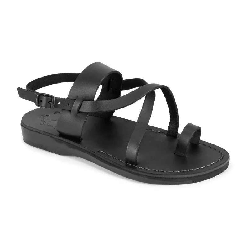 Men's sandals with a pointed toe for a stylish lookBethany - Leather Cross Strap Sandal | Black