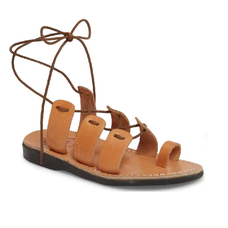 Men's sandals with a durable outer soleDeborah - Leather Lace Up Sandal | Tan