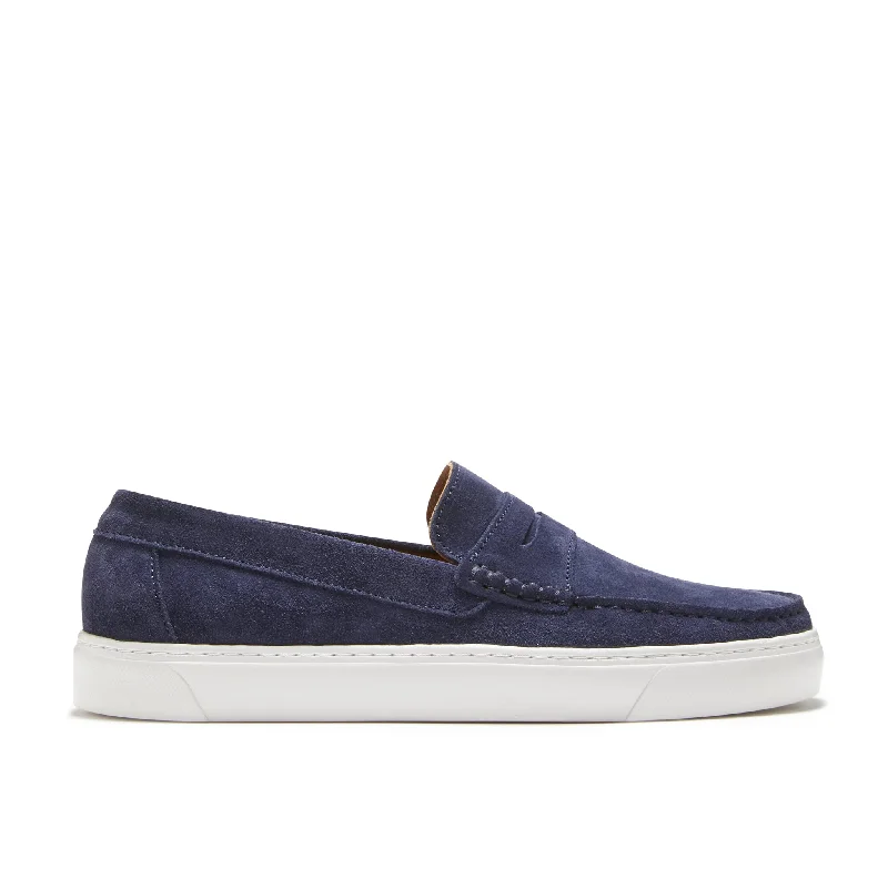 Men's loafers with a leather lacing systemSlip-on Sneaker Loafers, navy blue suede