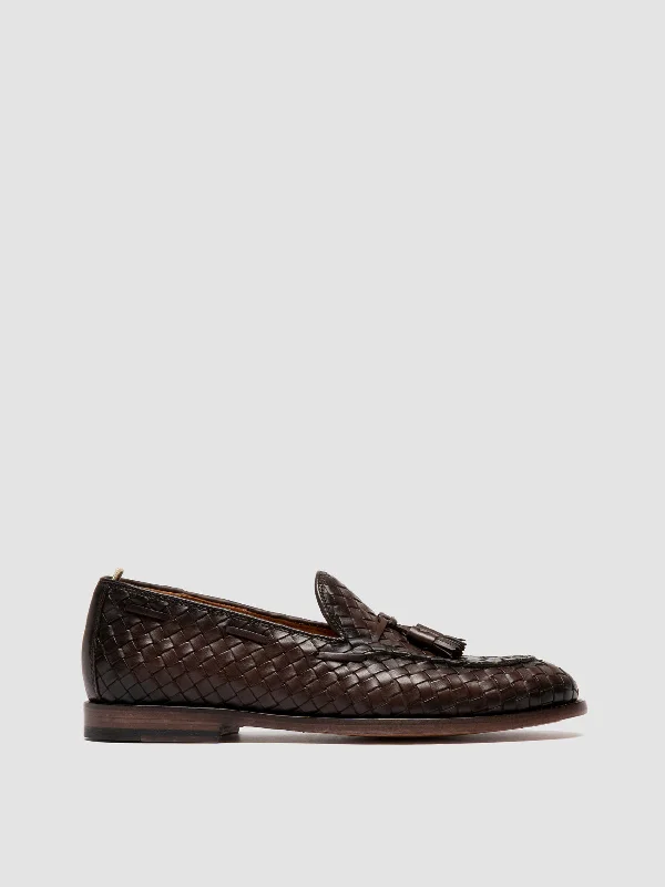 Men's loafers in a neutral color like black or brownOPERA 004 - Brown Leather Tassel Loafers