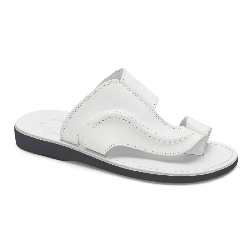 Men's sandals with a wide strap for supportPeter - Leather Toe Strap Sandal | White