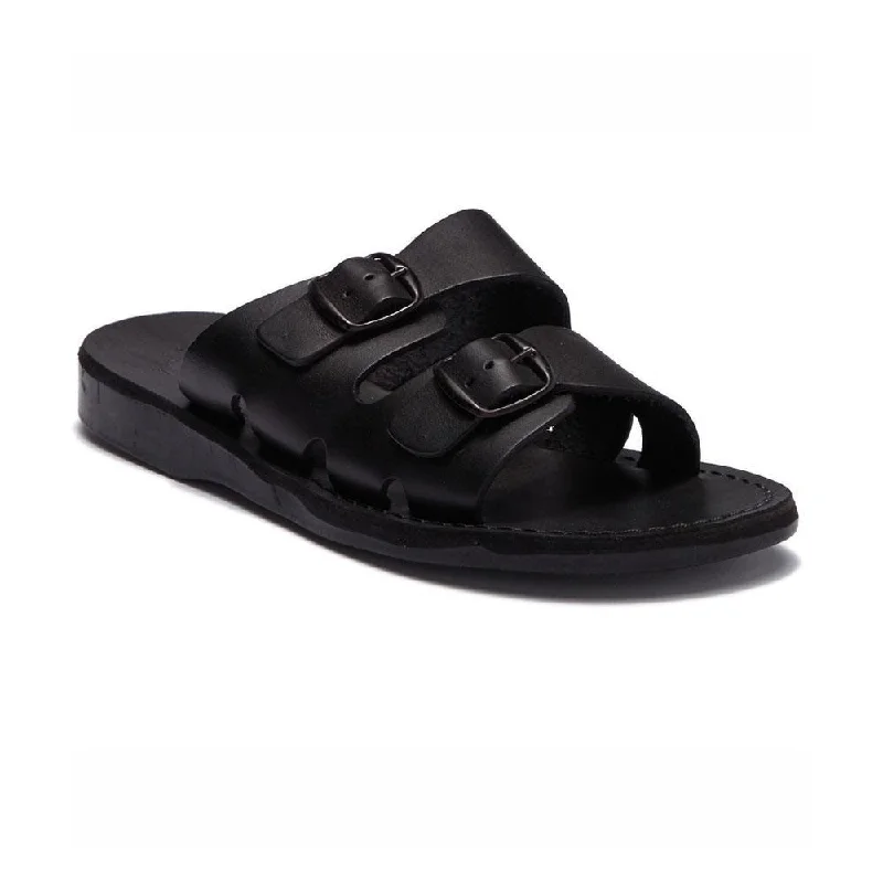 Men's sandals with a stretchy strap for a better fitBarnabas - Leather Double Buckle Sandal | Black