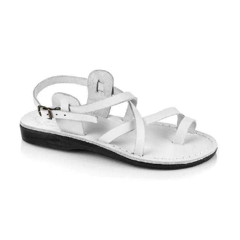 Men's sandals with a durable outer soleThe Good Shepherd Buckle - Leather Toe Loop Sandal | White