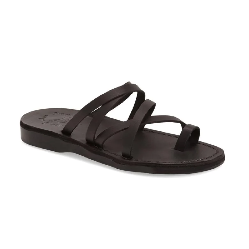 Men's sandals with a flexible sole for easy movementAriel - Leather Cross Strap Sandal | Black