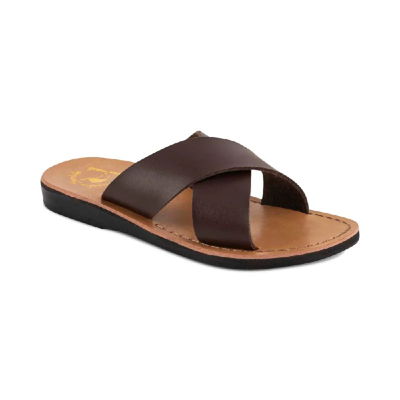 Men's sandals in a neutral color like black or brownElan Vegan - Leather Alternative Sandal | Brown