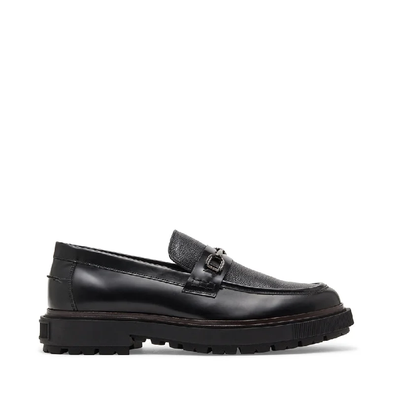 Men's loafers with a stretchy side panel for a better fitChainlee Casual Shoe BLACK LEATHER