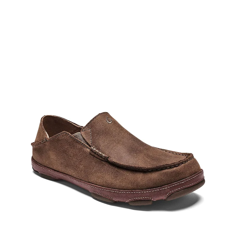 Men's loafers with a rubber sole for durabilityMen's Shoes OluKai MOLOA Leather Slip On Loafers 10128-2733 RAY / TOFFEE