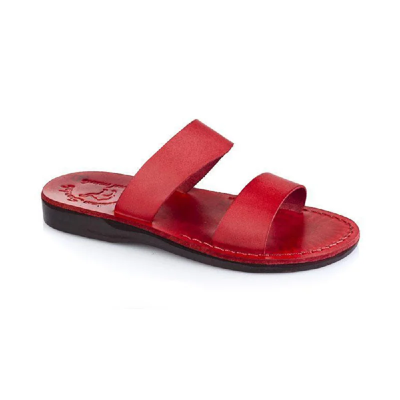 Men's leather sandals with an adjustable strapAviv - Leather Wide Strap Sandal | Red