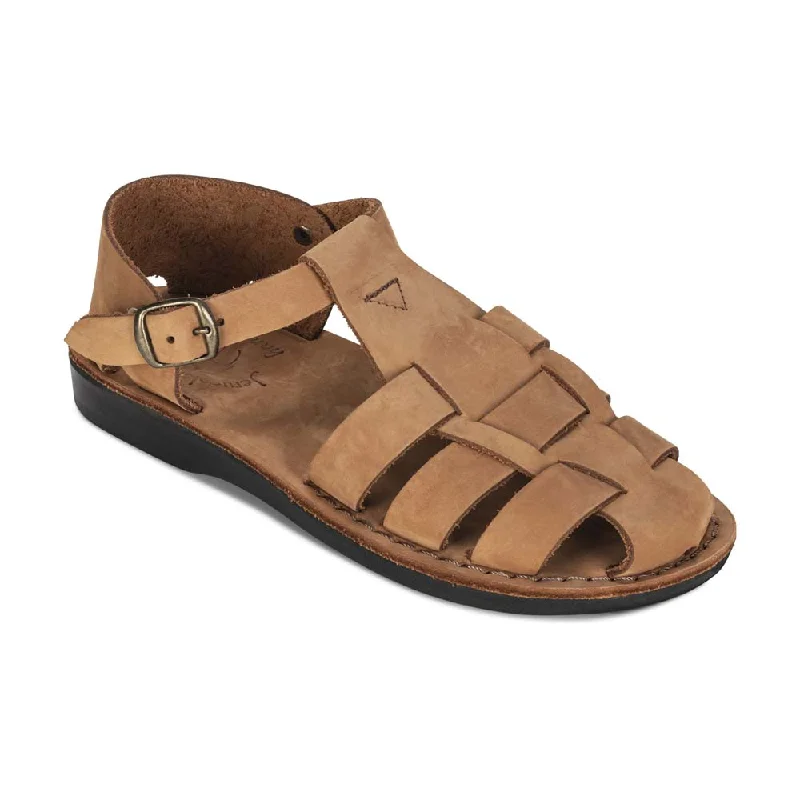 Men's sandals with a rubber sole for tractionDaniel - Leather Fisherman Sport Sandal | Camel Brown Nubuck