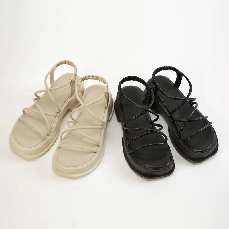 Men's sandals with a perforated leather upper for ventilationAK1328 交叉帶厚底涼鞋