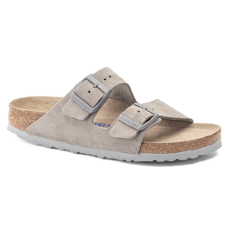 Men's sandals with a wide strap for supportBIRKENSTOCK ARIZONA SOFT BEDDING IN STONE