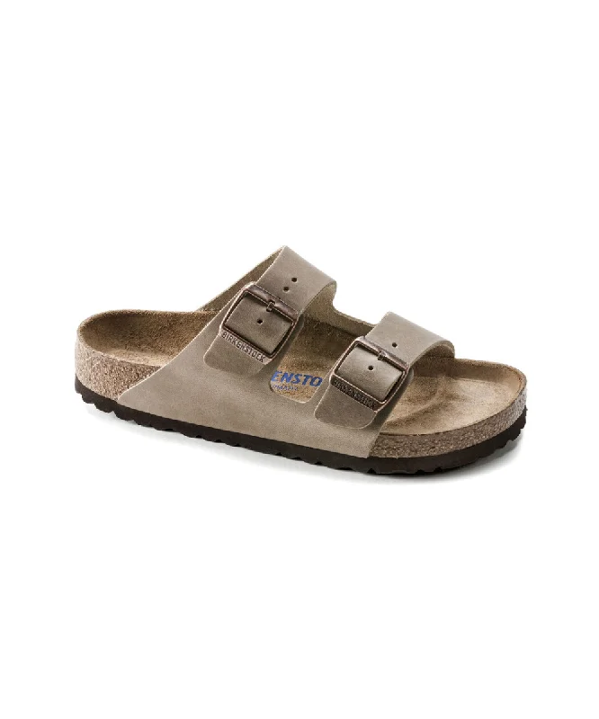 Men's sandals with a wide strap for supportBIRKENSTOCK ARIZONA SOFT BEDDING NARROW FIT IN TABACCO