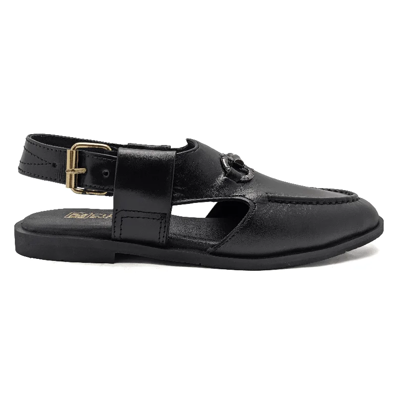 Men's sandals with a durable outer soleBlack Casual Peshawari