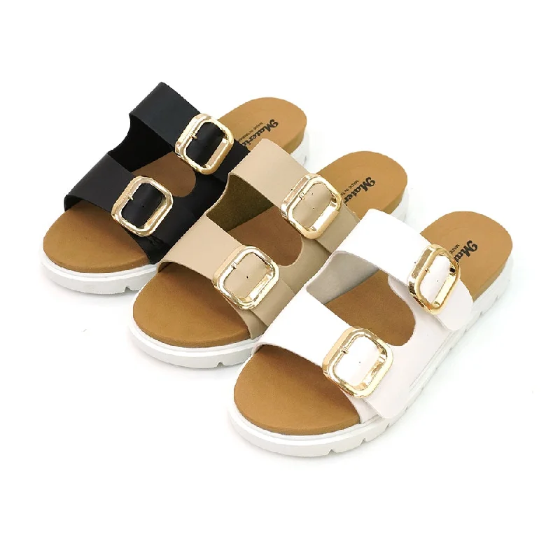 Men's sandals with a perforated leather upper for ventilationER1234 雙帶軟厚底拖鞋