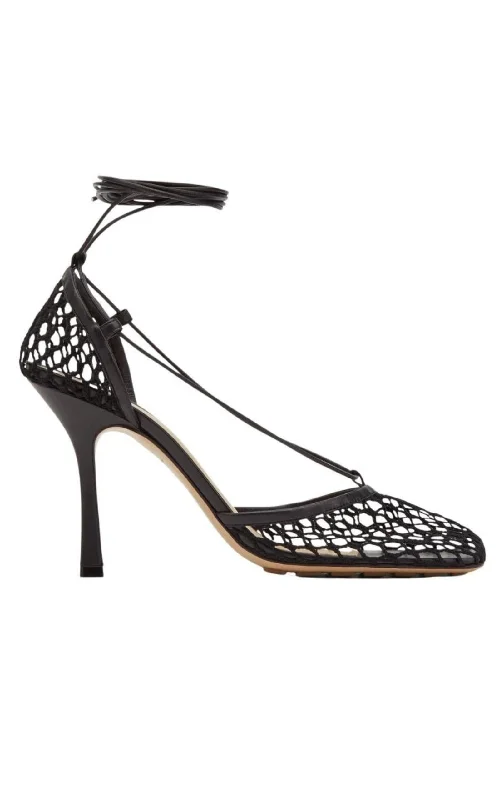 Men's sandals with a wide strap for supportFishnet Mesh Leather Sandal