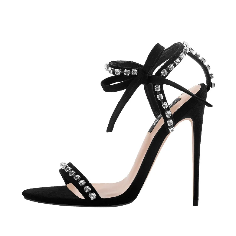 Men's sandals with a padded heelAnkle Strap Rhinestone Stiletto Sandals