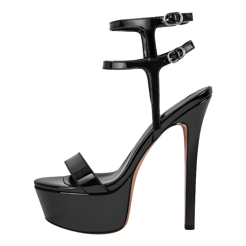 Men's sandals with a leather lining for comfortPlatform Ankle Double Strap Stiletto Sandals