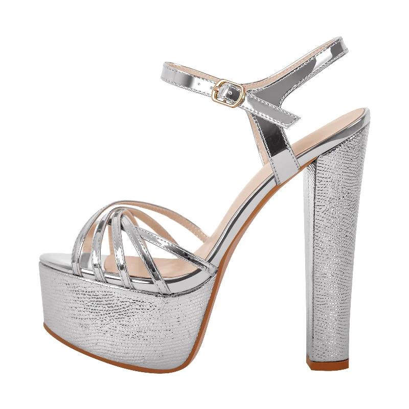 Men's sandals with a shock - absorbing insoleBuckle Strap Platform Chunky High Heels Sandals