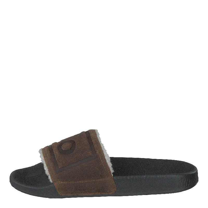 Men's sandals with a stretchy strap for a better fitFaux-Shearling–Lined Suede Slide Snuff