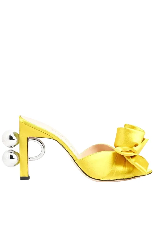 Men's sandals with a pointed toe for a stylish lookShawana Satin Flower Mules in Yellow