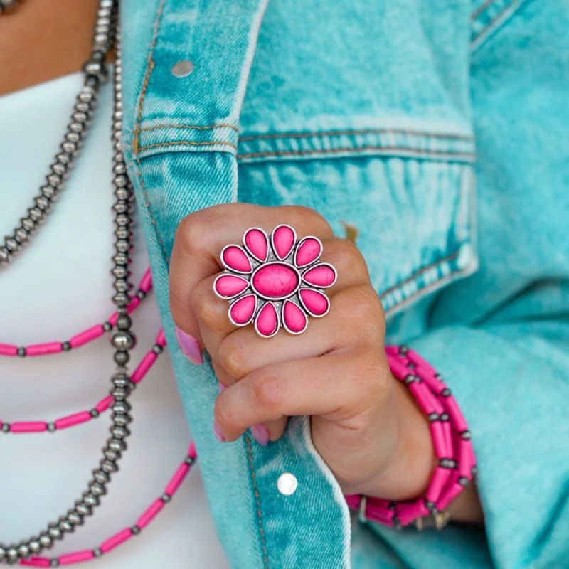 West and Company Adjustable Pink Cluster Ring