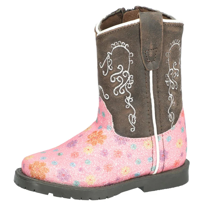 Men's western boots with a suede shaft and a leather soleSmoky Mountain Toddler Autry Pink & Brown Boots