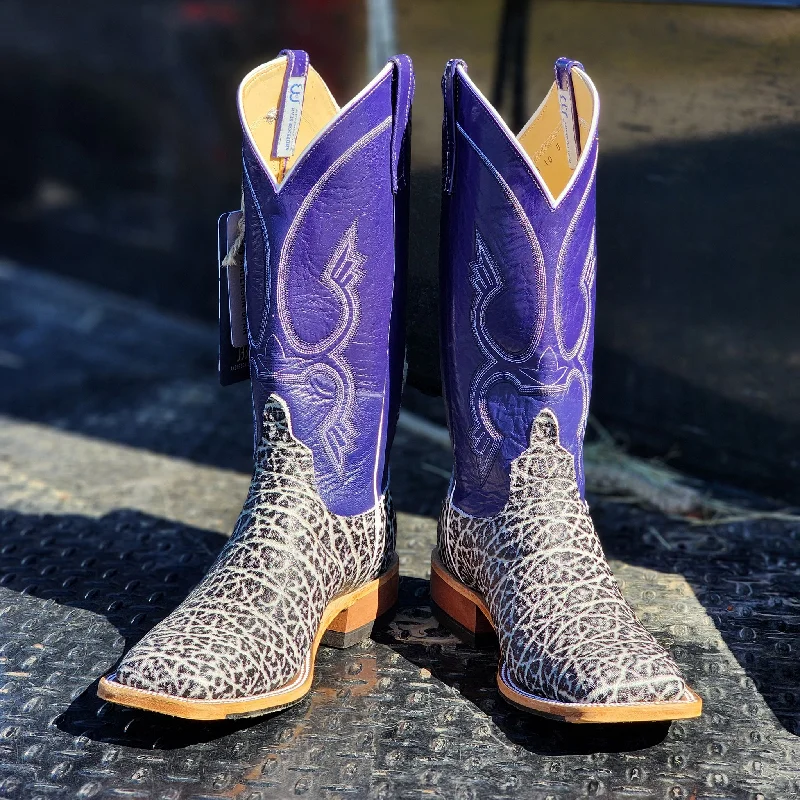 Men's western boots with a high - heeled design and a pointed toeAnderson Bean Men's Black and White Vintage Elephant Boots