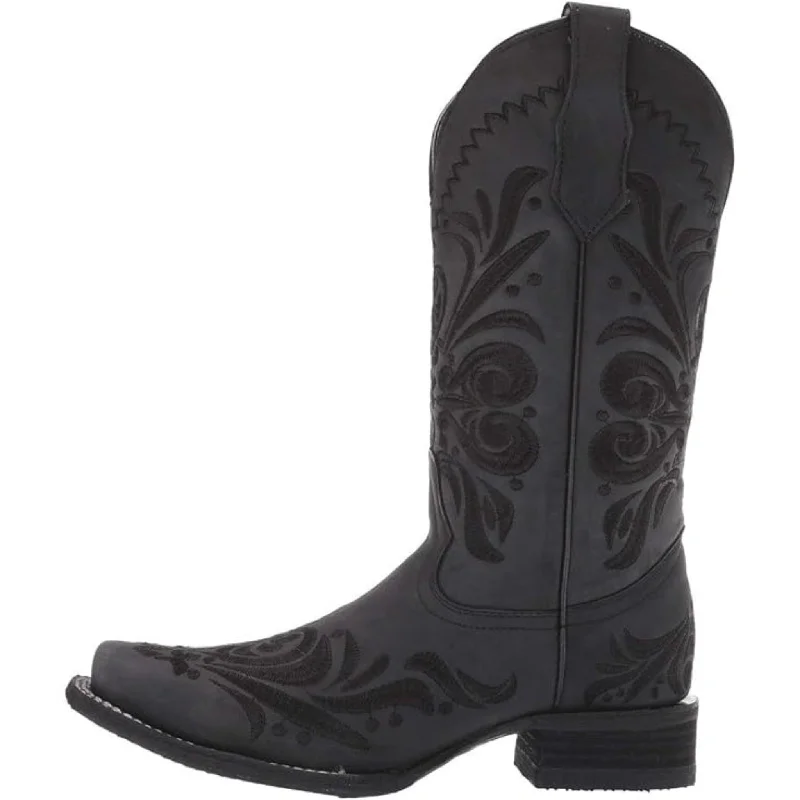 Men's western boots with a leather - wrapped heel and a smooth finishCorral Women's Black Embroidered Boots