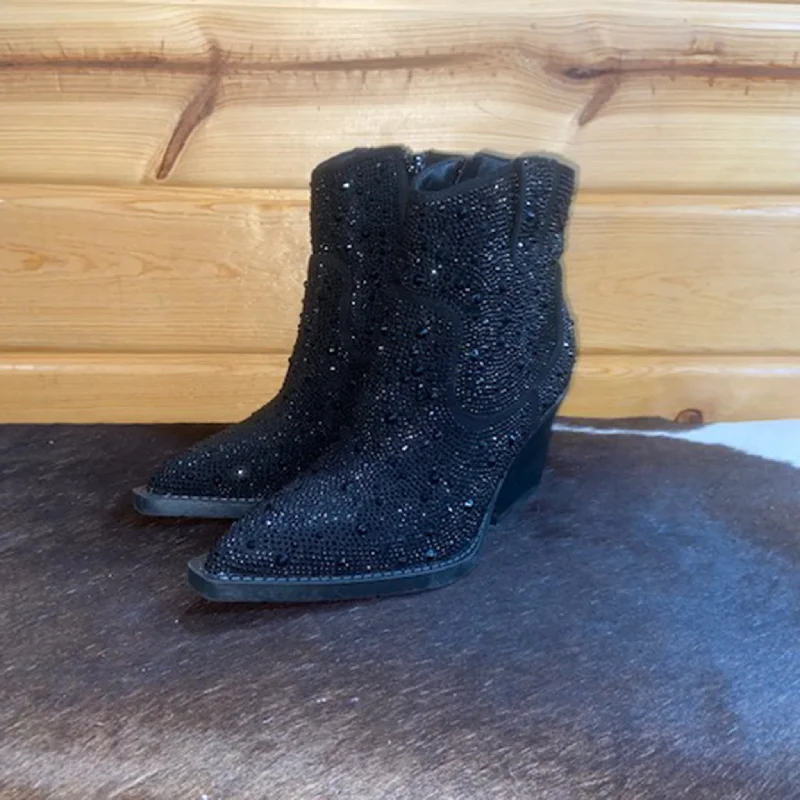 Men's western boots with a suede shaft and a leather soleBlack Sparkle Bootie