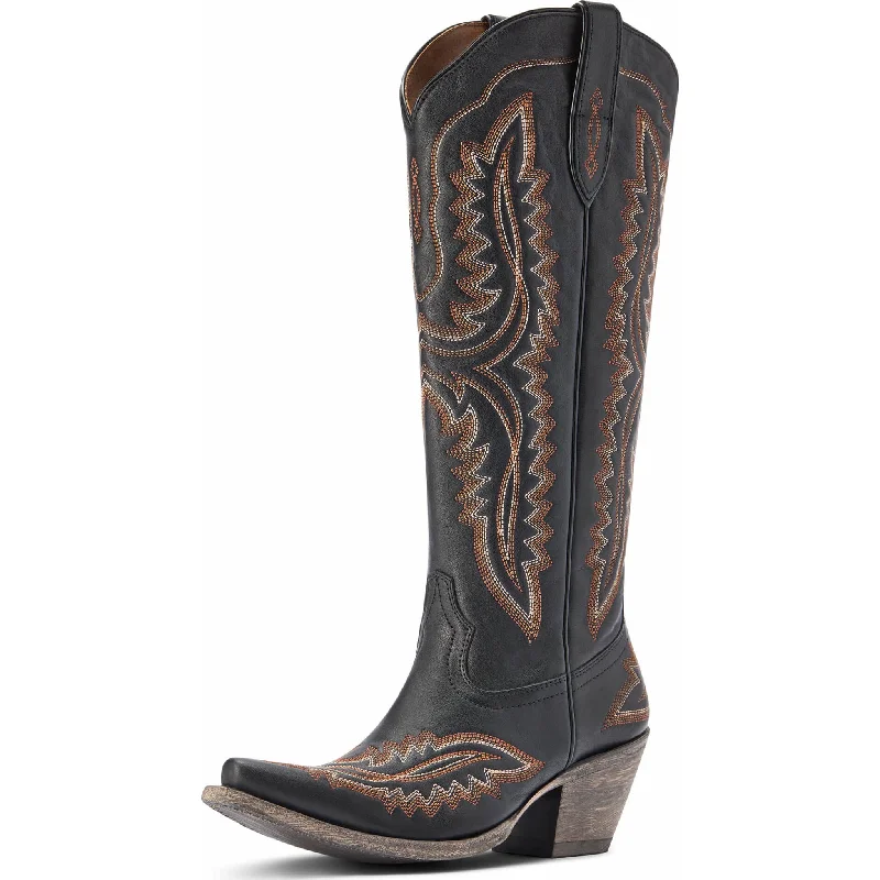 Men's genuine leather western boots with a snake - skin inlayAriat Black Casanova Brooklyn Boots