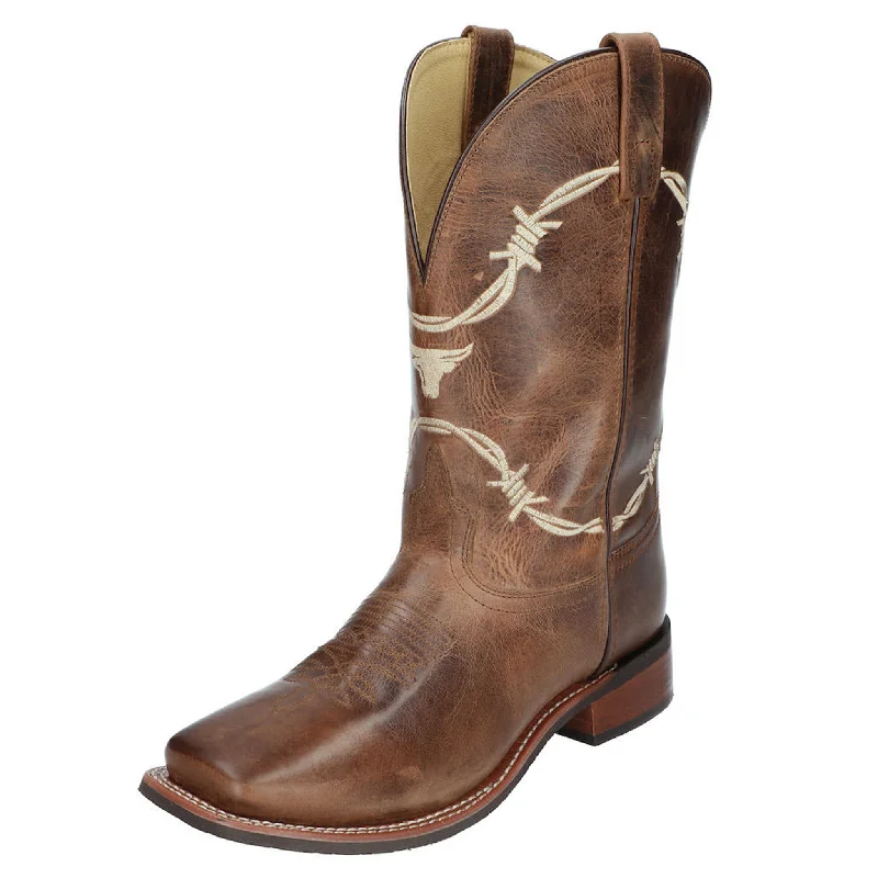 Men's western boots with a decorative concho belt and buckleSmoky Mountain Men's Logan Barbwire Boots