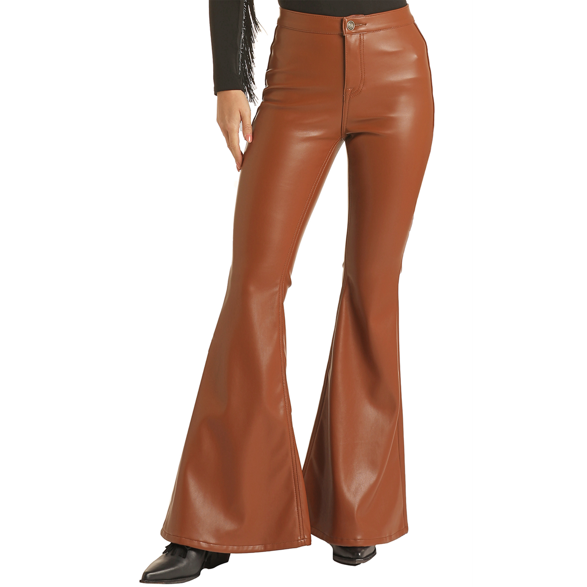 Rock & Roll Brown Pleather Bell Bottom Pants