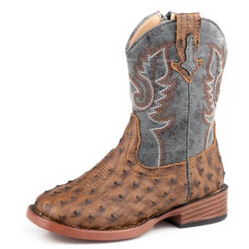 Men's western boots with a high - quality leather upper and a suede liningRoper Toddler Bumps Ostrich Boots