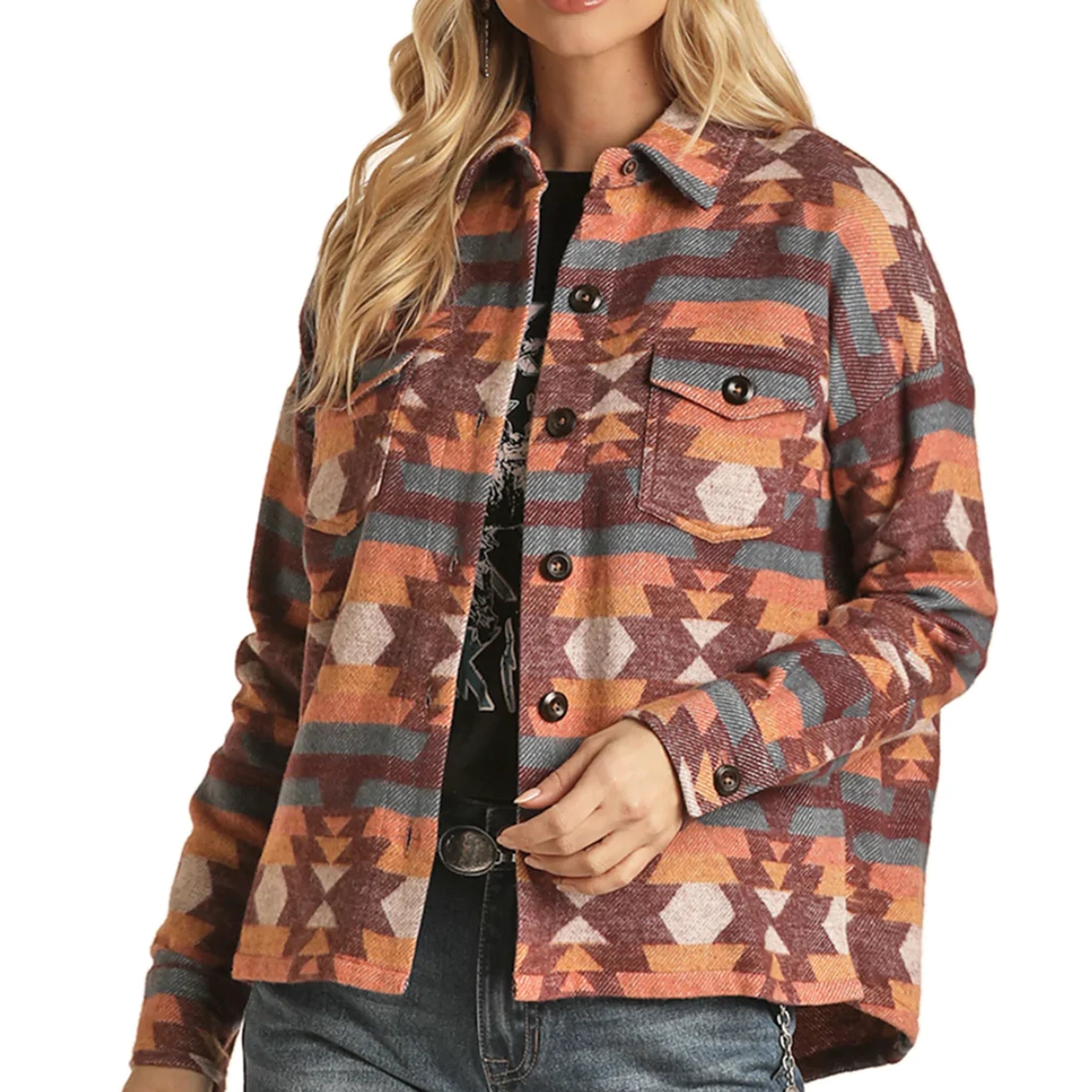 Rock & Roll Women's Boxy Fit Shirt Jacket