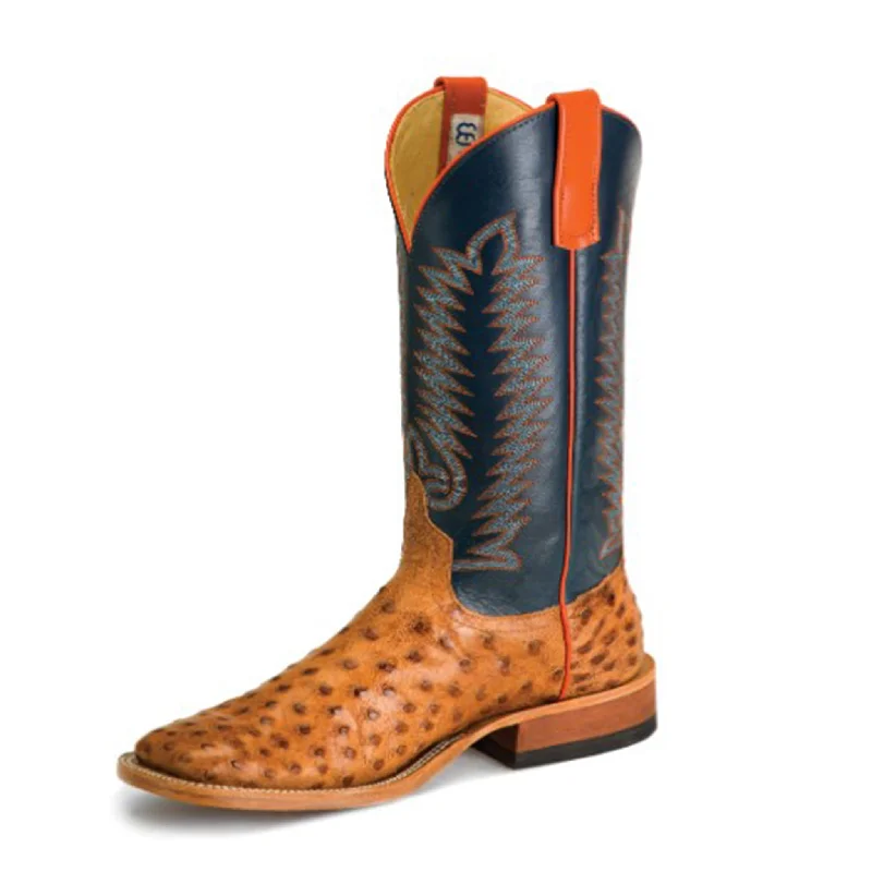 Vintage - style men's western boots with a square toe and spur ledgeAnderson Bean Full Quill Ostrich Boots