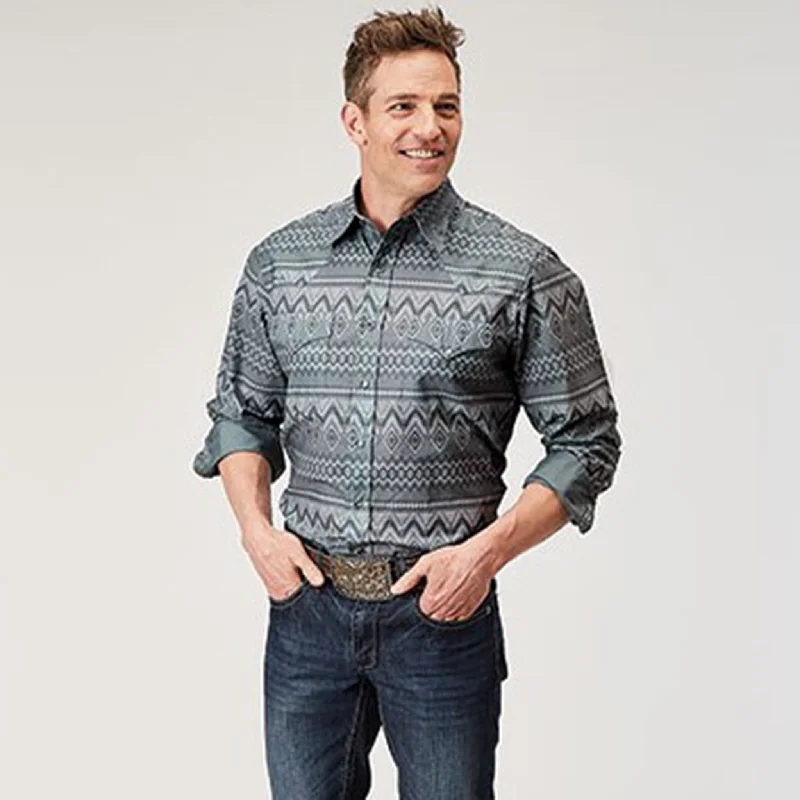 Roper Men's Grey River Aztec Long Sleeve