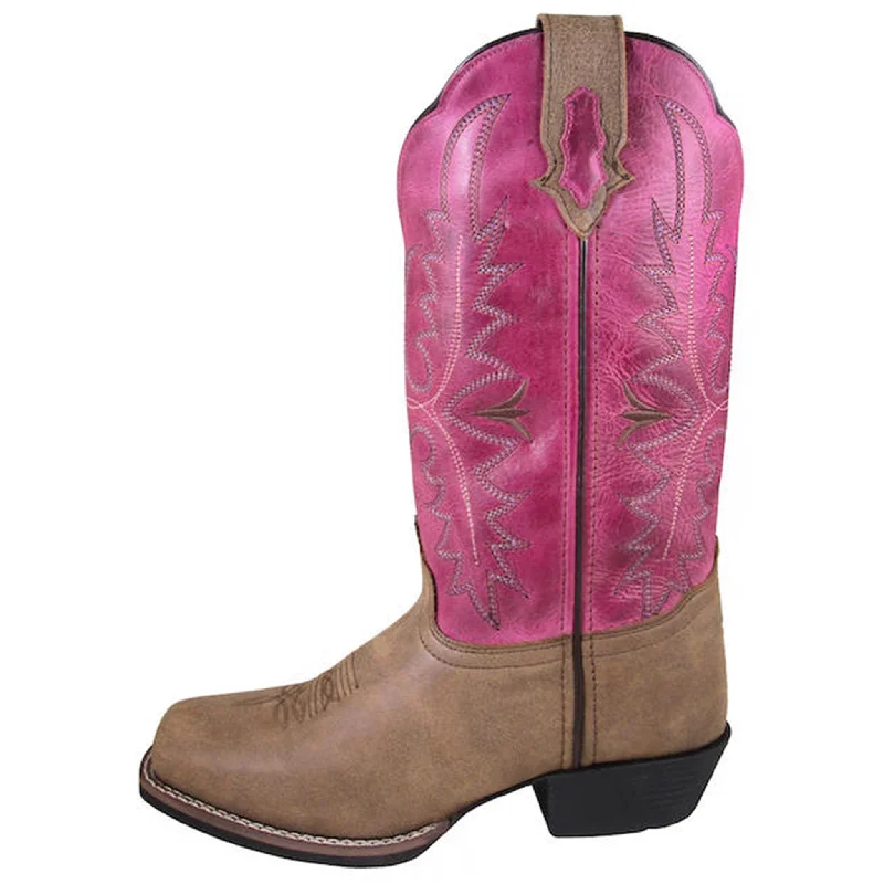 Men's western boots with a decorative inlay on the toe and heelSmoky Mountain Women's Hannah Brown/Pink Boots