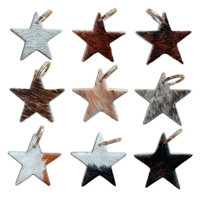 Star Hair On Cowhide Key Chain