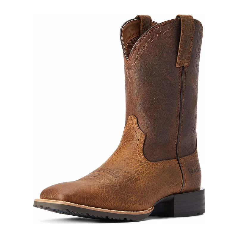 Vintage - style men's western boots with a square toe and spur ledgeAriat Men's Hybrid Grit Earth Boots