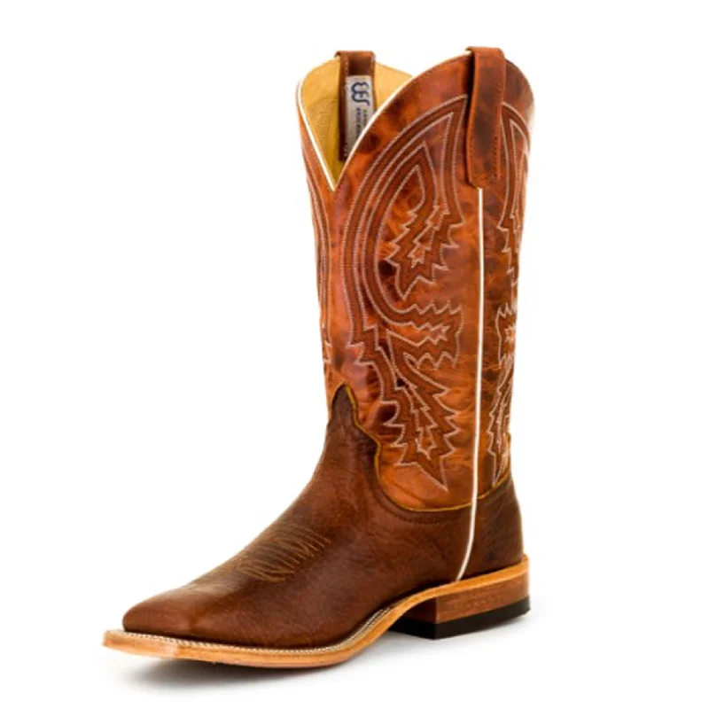 Men's western boots with a decorative concho belt and buckleAnderson Bean Men's Mike Tyson Rust Square Toe Boot