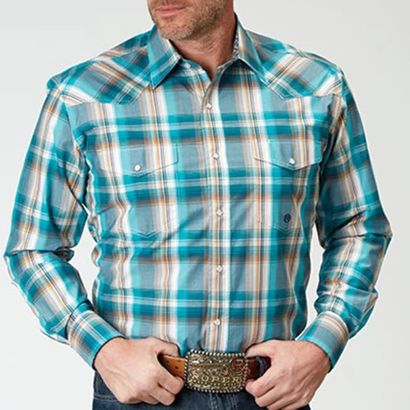 Roper Men's Multi Turquoise Plaid Shirt