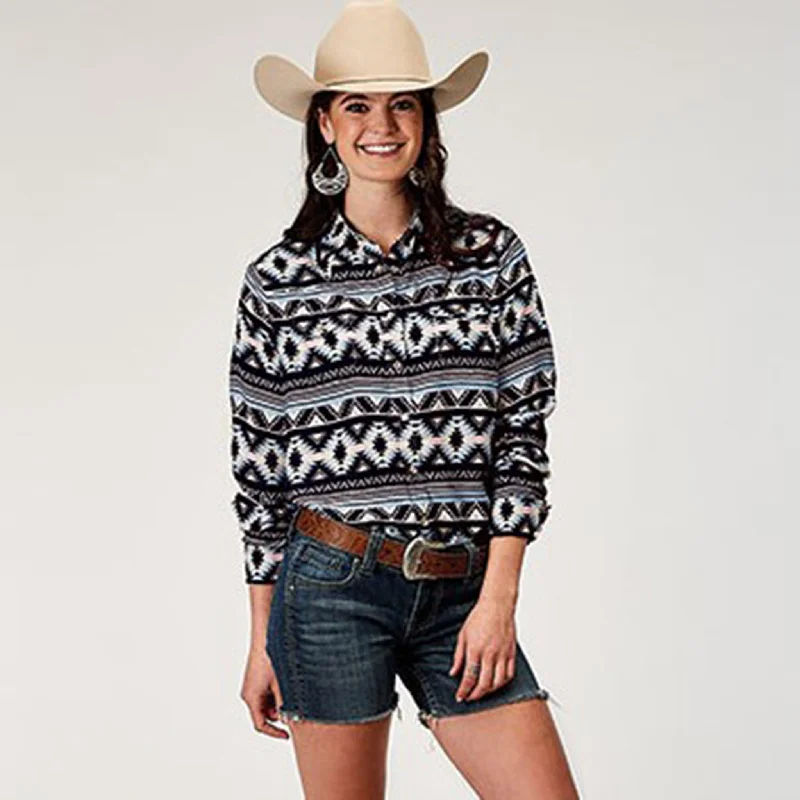 Roper Women's Navy Aztec Long Sleeve