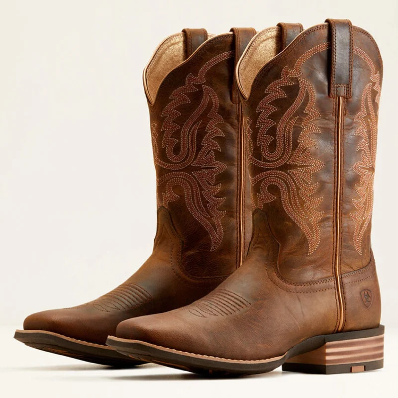 Men's western boots with a concho - studded strap and a pointed toeAriat Women's Olena Sassy Brown Western Boots